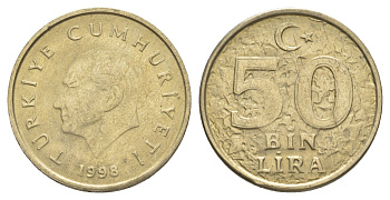Турция 50000 лир 1998 Кемаль Ататюрк KM 1056 медь цинк никель 4648-923