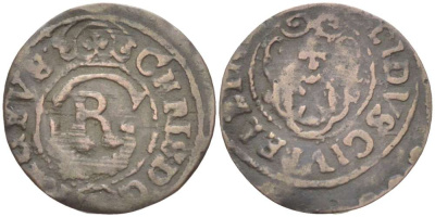 Польша, Эльблонг 1 шиллинг (шеляг) ND Кристина (1626-1654), Шведское правление (1626-1655), вес 0,49 гр. KM 46 серебро 1517-422