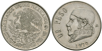 Мексика 1 песо 1970 Хосе Мария Морелос KM 460 медно-никель 81-536