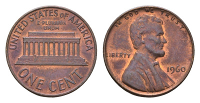 США 1 цент 1960 Авраам Линкольн KM 201 медь цинк 4674-462