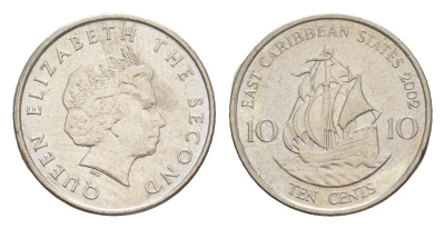 Восточные Карибские острова (Карибы) 10 центов 2002 KM 37 медно-никель 4636-535
