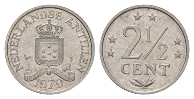 Нидерландские Антильские острова (Нидерландские Антилы) 2 1/2 цента 1979 Юлиана (1948-1980) KM 9a алюминий UNC 4627-666