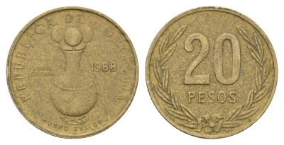 Колумбия 20 песо 1988 KM 271 алюминиевая бронза 4142-542