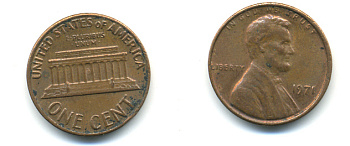 США 1 ЦЕНТ 1971 ЛИНКОЛЬН KM 201 медь цинк 179-323