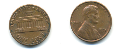 США 1 ЦЕНТ 1971 ЛИНКОЛЬН KM 201 медь цинк 179-323