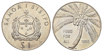 Самоа 1 тала 1980 ФАО KM 38 медно-никель BU 650-1834