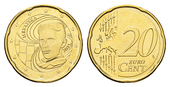Хорватия 20 евроцентов 2023 Никола Тесла KM 138 нордик UNC 08-957