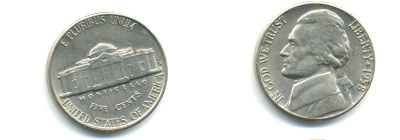 США 5 ЦЕНТОВ 1958 D, ДЖЕФФЕРСОН KM A192 медно-никель 89-436