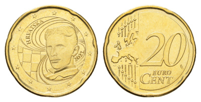 Хорватия 20 евроцентов 2023 Никола Тесла KM 138 нордик UNC 08-957