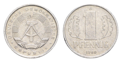 ГДР 1 пфенниг 1980 A KM 8.2 алюминий 4647-764