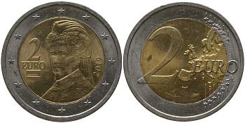 Австрия 2 евро 2019 Берта фон Зутнер KM 3143 биметалл 4573-1235