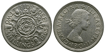 Великобритания 2 шиллинга (флорин) 1965 Елизавета II (1952-2022) KM 906, Spink 4146 медно-никель 4382-533