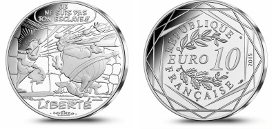 Франция 10 евро 2015 серия Астерикс и свобода, Импедимента (Bonemine) и Жизнестатистикс (Abraracourcix), в оригинальном буклете KM NEW серебро UNC 1-4-3-17