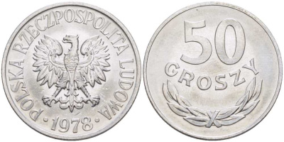 ПОЛЬША 50 ГРОШЕЙ 1978 КРЕМНИЦА KM 48.1 алюминий UNC 25-422