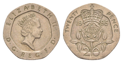 Великобритания 20 пенсов 1995 Елизавета II (1952-2022) KM 939, Spink 4361 (G2) медно-никель 4639-865