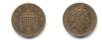Великобритания 1 пенни 1991 Елизавета II (1952-2022) KM 935, Spink 4381 (B3) бронза 59-1732