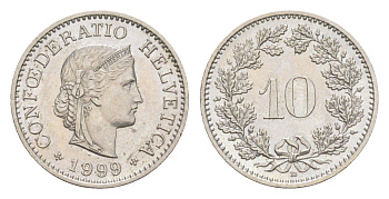 Швейцария 10 раппенов 1999 B KM 27 медно-никель 4547-216