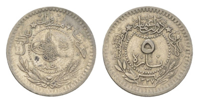 Турция, Османская империя 5 пара 1909 (1913) (5) AH 1327 KM 759 никель 4625-1156