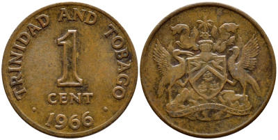 Тринидад и Тобаго 1 цент 1966 герб KM 1 бронза 4396-922