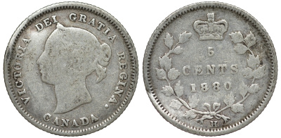 Канада 5 центов 1880 Виктория (1837-1901) серебро 4588-1136