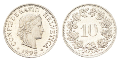 Швейцария 10 раппенов 1996 B KM 27 медно-никель 4708-238