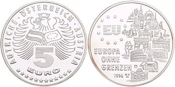 Австрия 5 евро 1996 Европейские памятники архитектуры медно-никель PROOF 1088-8-42
