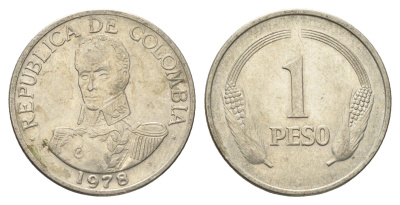 Колумбия 1 песо 1978 KM 258 медно-никель 4663-437