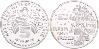 Австрия 5 евро 1996 Европейские памятники архитектуры медно-никель PROOF 1088-8-42