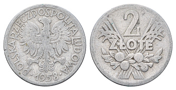 Польша 2 злотых 1958 KM 46 алюминий 4606-613