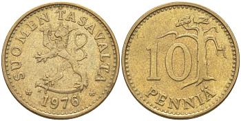 Финляндия 10 пенни 1976 К KM 46 алюминиевая бронза 219-1153