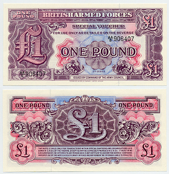 АНГЛИЯ 1 ФУНТ 1948 ДЛЯ АРМИИ, 2 СЕРИЯ Pick М22а бумага UNC (ПРЕСС) 6283-15-2