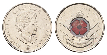 Канада 25 центов 2008 90 лет со дня окончания Первой мировой войны KM 775 сталь плакированная никелем UNC 4678-1157