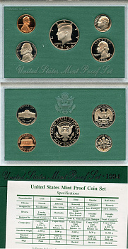 США официальный набор из 5 монет, в пластике 1994 S, Джон Кеннеди, в твердом пластике KM PS 177   PROOF  8-2-03-11