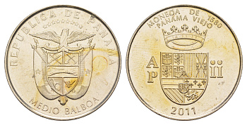 Панама 1/2 бальбоа (50 сентесимо) 2011 Панама-Вьехо - Валюта 1580 года KM 142 медь плакированная медно-никелем UNC 4645-221