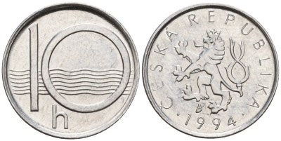 Чехия 10 геллеров 1994 KM 6 алюминий 4152-764