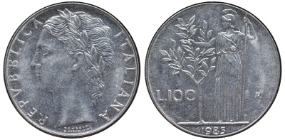 Италия 100 лир 1985 R KM 96.1 нержавеющая сталь 4144-133
