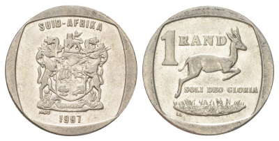 ЮАР 1 ранд 1997 KM 164 медь плакированная никелем aUNC 4627-324
