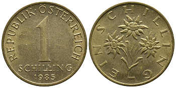 Австрия 1 шиллинг 1985 KM 2886 алюминиевая бронза 53-315