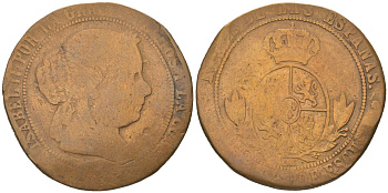 Испания 5 сентимо 1868? OM, Изабелла II (1833-1868) KM 635.2 медь 3855-541