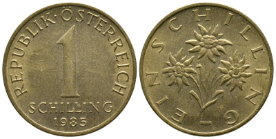 Австрия 1 шиллинг 1985 KM 2886 алюминиевая бронза 53-315