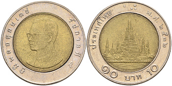 Таиланд 10 бат 1991 2534 год KM 227 биметалл 4116-625