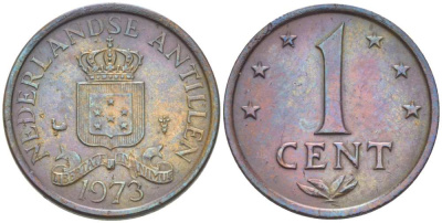 Нидерландские Антилы 1 цент 1973 Юлиана (1948-1980) KM 8 бронза 211-766