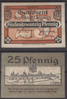 Легница 25 пфеннигов 1920 DeNG 2 L42.9b бумага UNC (пресс) 8607-77-1-1