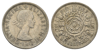 Великобритания 2 шиллинга (флорин) 1967 Елизавета II (1952-2022) KM 906, Spink 4146 медно-никель 4663-326