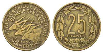 Камерун, Экваториальная Африка 25 франков 1962 год-тип KM 4 медь алюминий 4678-1044