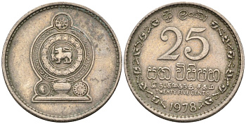 Шри-Ланка 25 центов 1978 KM 141.1 медно-никель 4567-216