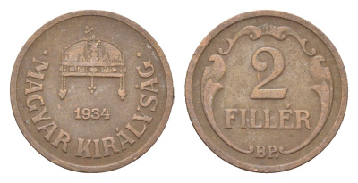 Венгрия 2 филлера 1934 BP KM 506 бронза 4665-436