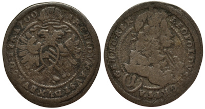 Австрия, Священная Римская империя 1 крейцер 1700 Леопольд I ( 1657-1705) KM 1280 серебро 1517-642