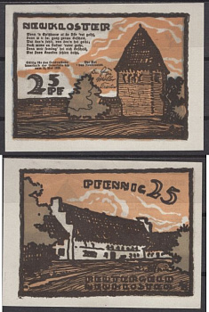 Нойклостер 25 пфеннигов 1921 DeNG 2 0951.1-2/3 бумага UNC (пресс) 8592-10-2-1
