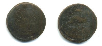 РОССИЯ 1 КОПЕЙКА 1759 медь 61-415